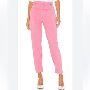 pistola Pink High-Rise Button-Front Cropped Jeans
